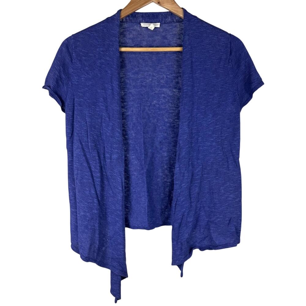 Eileen Fisher Linen Blend Open Front Cardigan Blue Women's Size Small EUC